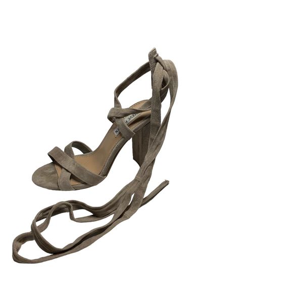 Steve Madden Christey Block Heel Size 6.5 Leg Wrap Strap Suede 4" Heel - Picture 2 of 9